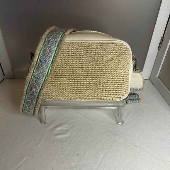 Moda Luxe Handbags - Moda Luxe Woven Straw Crossbody Bag with Decorative Strap - Cream OS